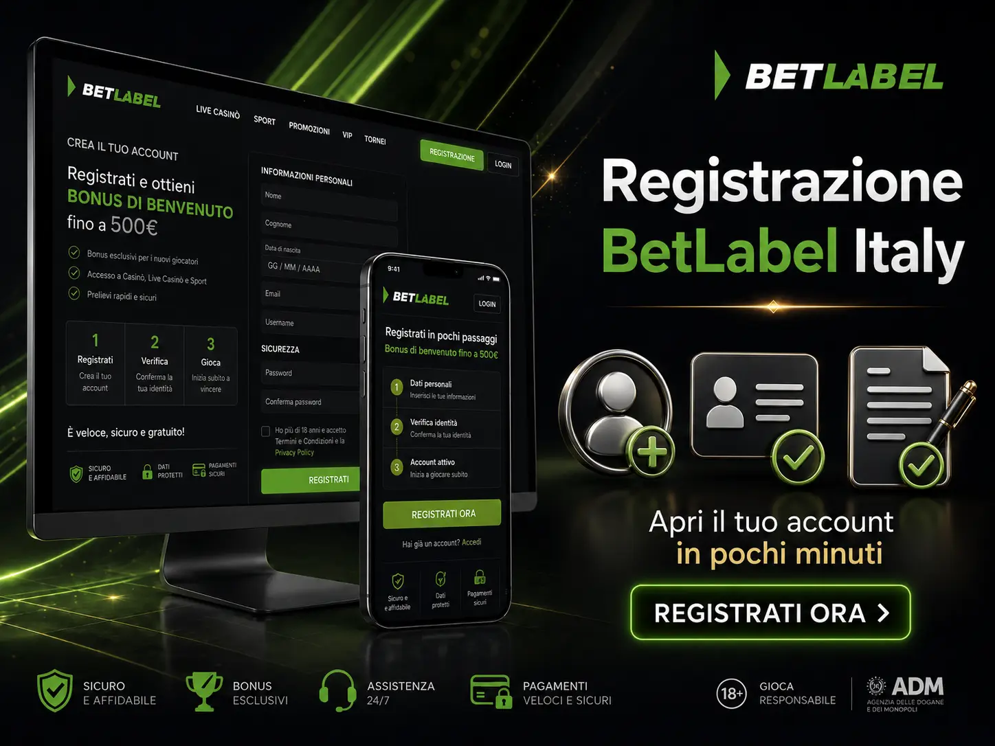 Registrazione su Betlabel Casino