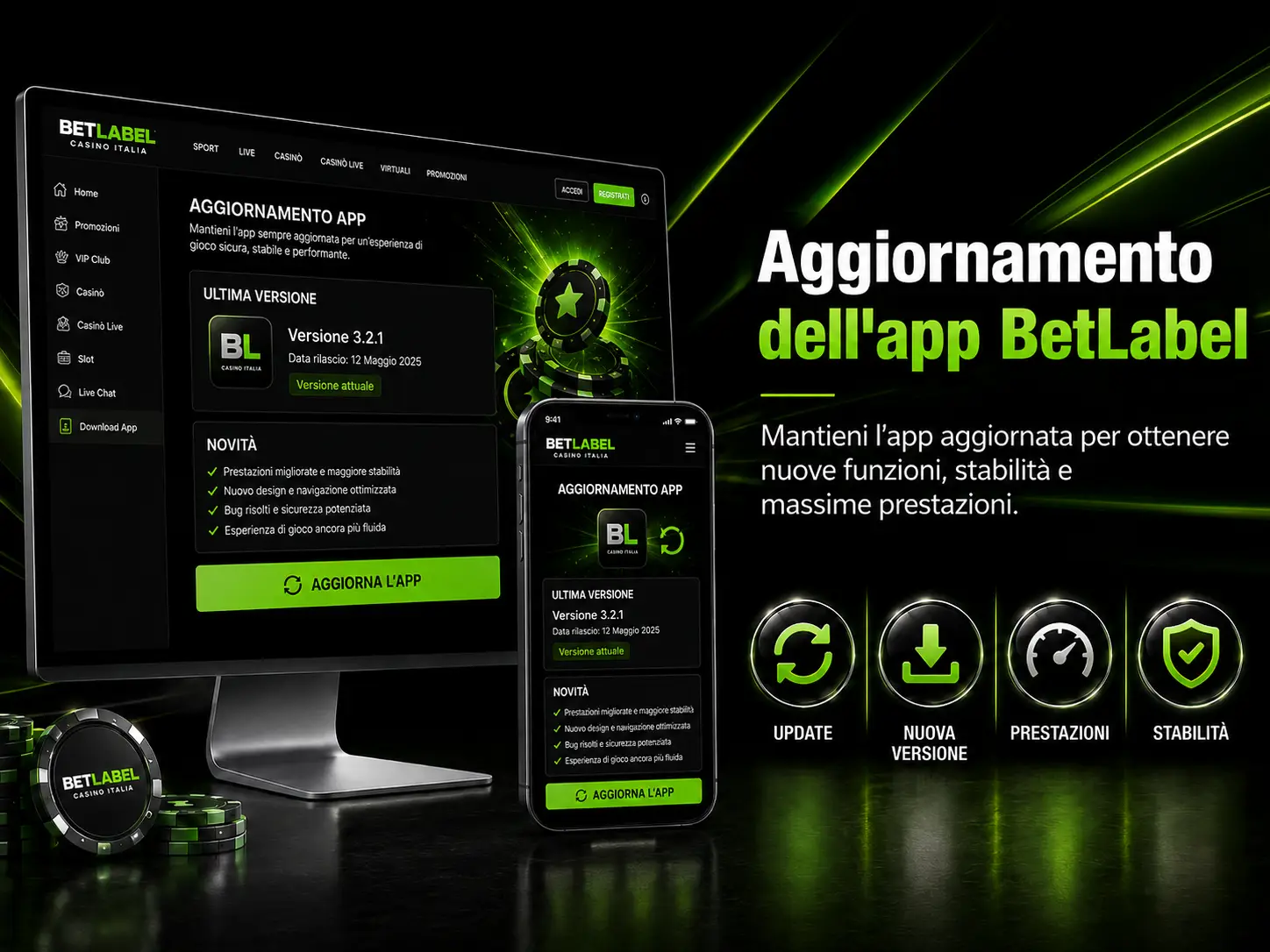 Aggiornamento dell'app BetLabel