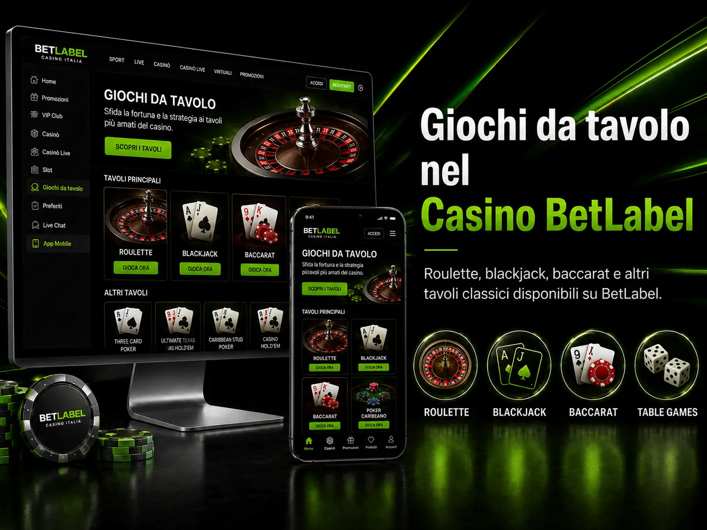 Giochi da tavolo nel Casino BetLabel